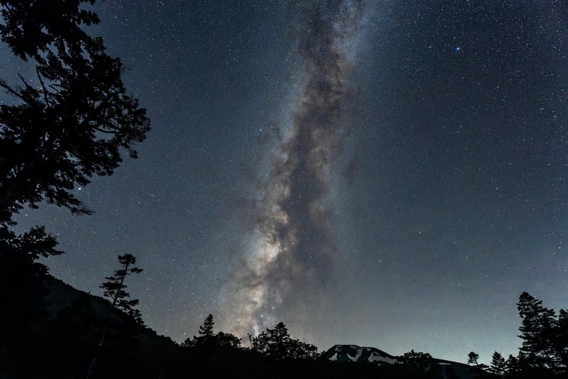 Starry sky over a wilderness landscape